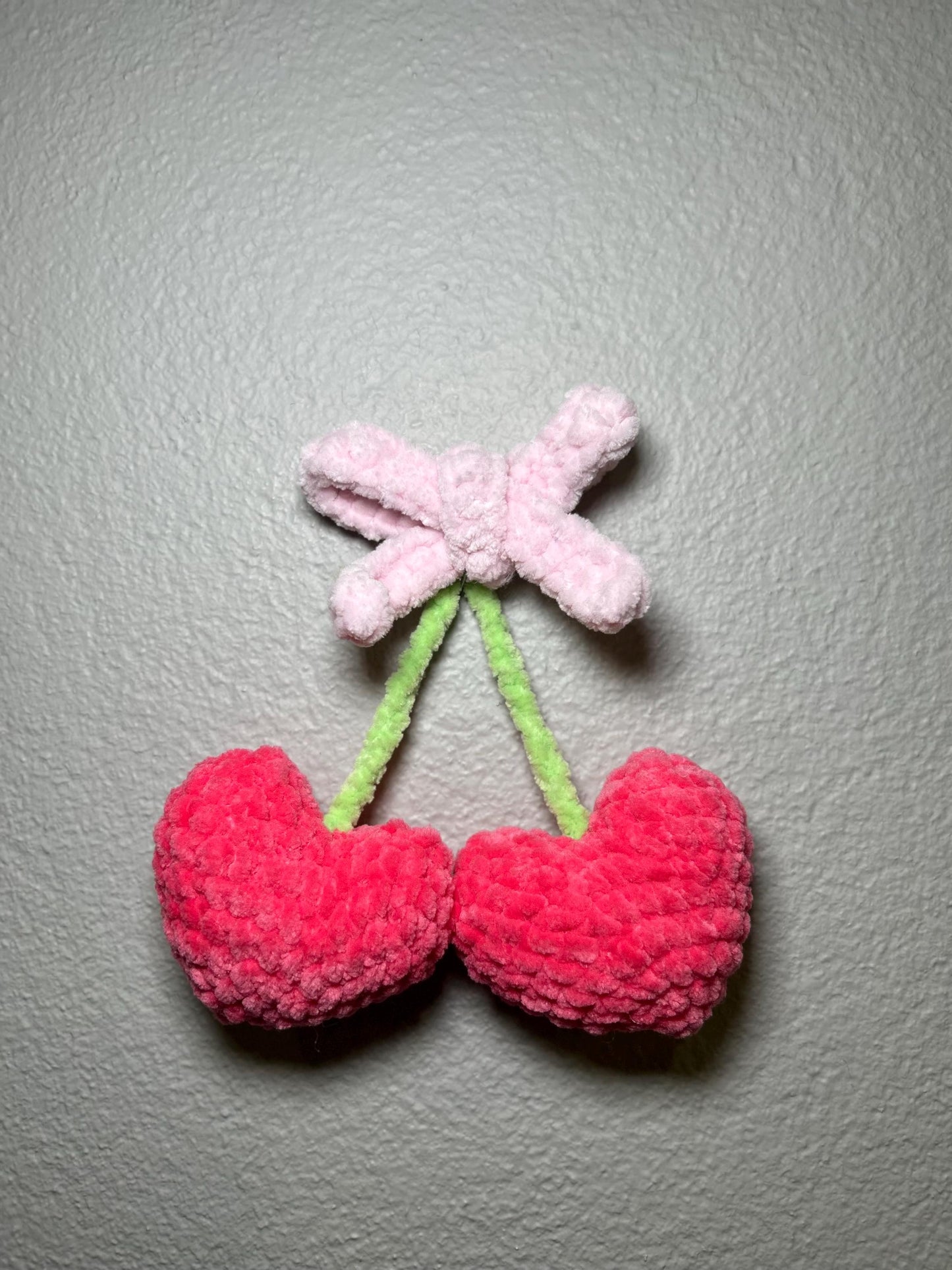 Bow & Cherries Amigurumi Digital Pattern - No sew / Low Sew - Cherry , Valentines