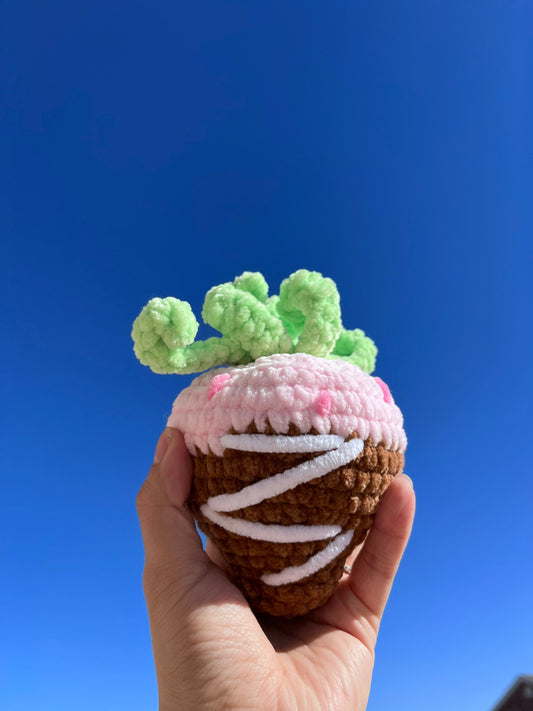 Chocolate covered Valentine's strawberry crochet DIGITAL PATTERN