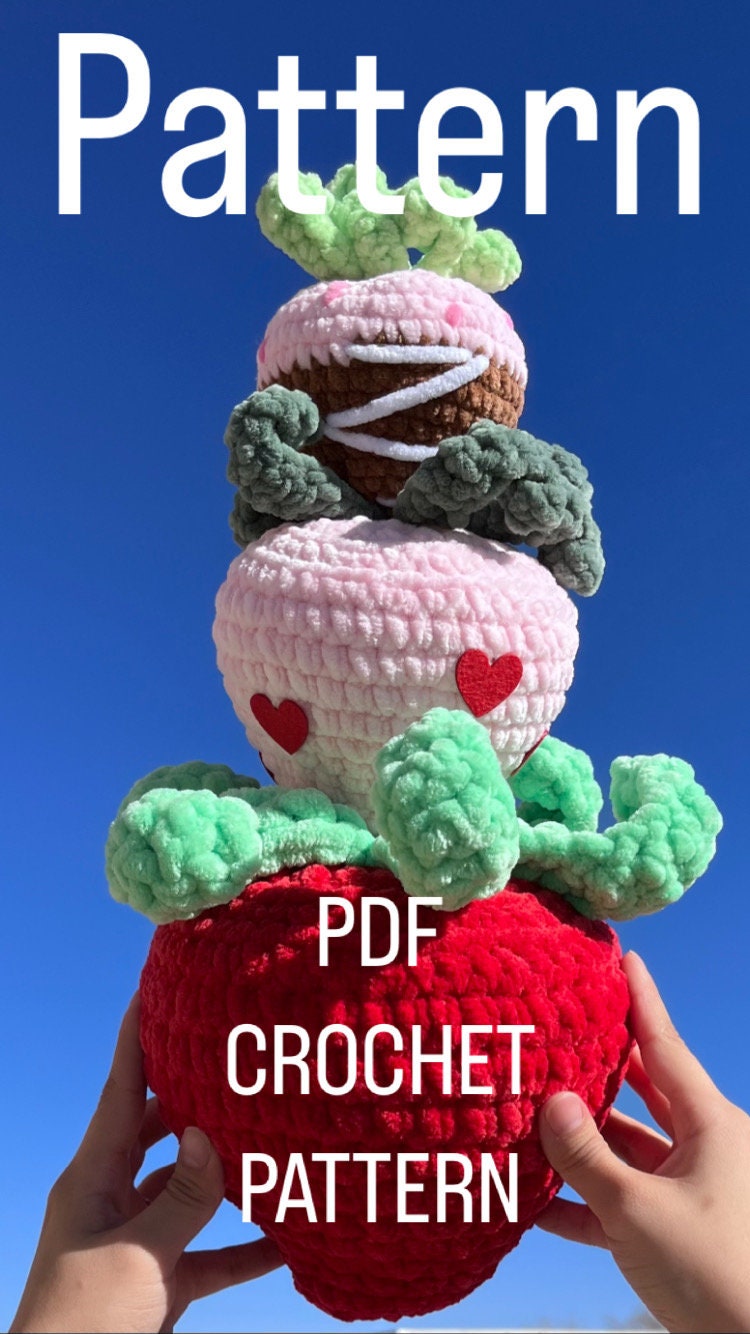 Chocolate covered Valentine's strawberry crochet DIGITAL PATTERN