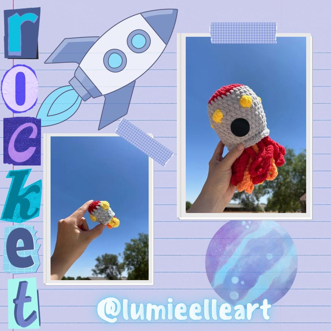 Rocket / Spaceship and Mini Rocket / Spaceship Amigurumi Digital Pattern - No sew / Low Sew